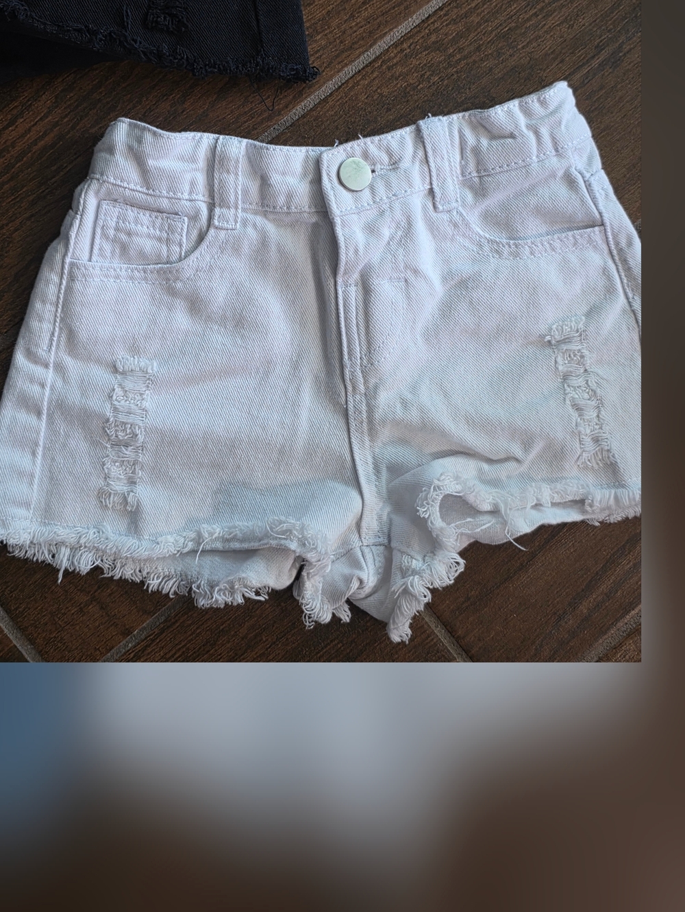Kids Distressed Denim Shorts - Black, Light Blue, White - Picture 2 of 13